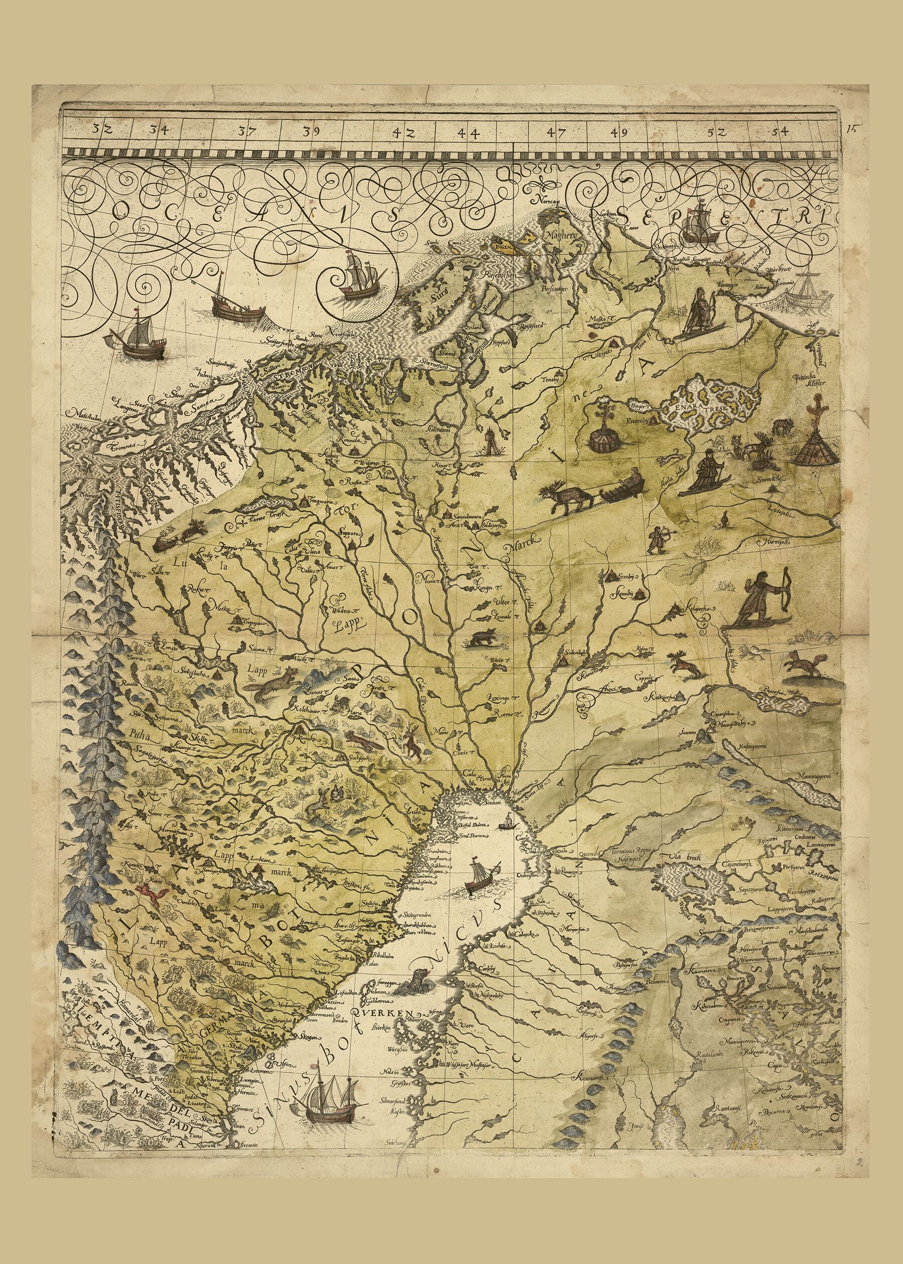 Historical map of northern Sweden 1626